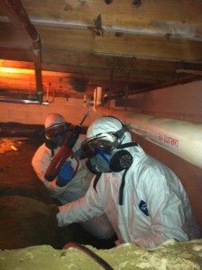 Installation of crawl space vapor barrier and wall insulation
